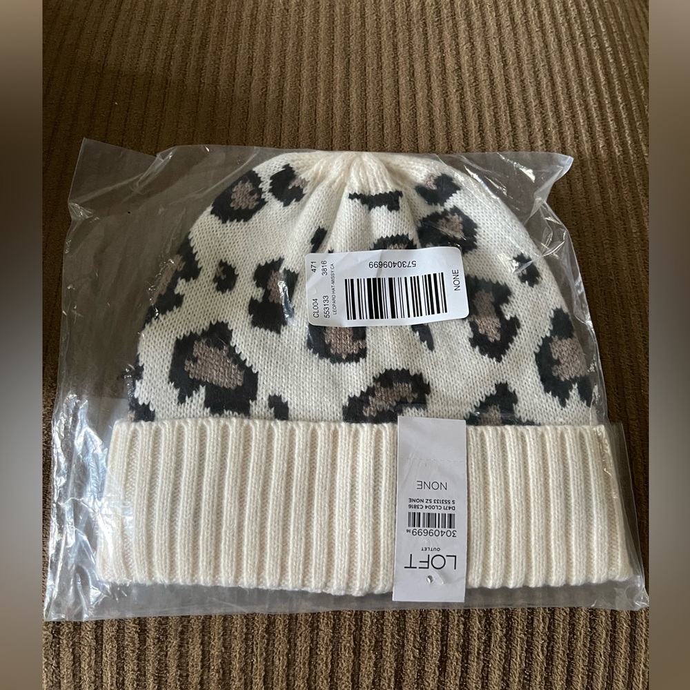 The Loft outlet leopard beanie new in packaging